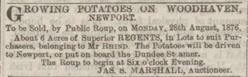 Potatoes for sale 1876